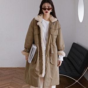 モッズコート ムートンコート レディース ジャケット アウター ロングコート ボア付き 裏起毛 厚手...
