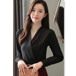 シフォンシャツ レディース 長袖ブラウス Vネック プルオーバー 無地 セクシー ゆったり 着痩せ ...