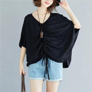 Tシャツ レディース 半袖 Vネック ドルマン...の詳細画像1