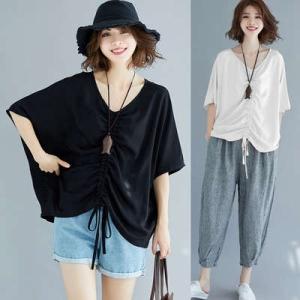 Tシャツ レディース 半袖 Vネック ドルマン...の詳細画像2