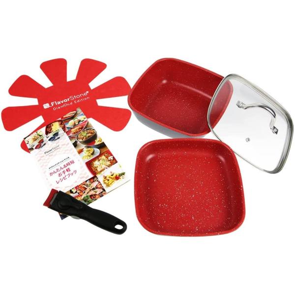 フレーバーストーン ダイヤモンドエディション 6点セット (レッド) 焦げつきにくい フライパン ス...