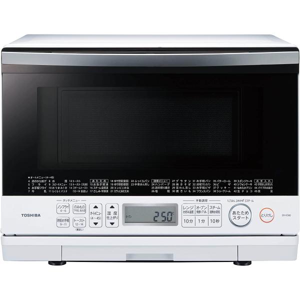 東芝 過熱水蒸気 オーブンレンジ 石窯ドーム 26L ER-VD80(W) グランホワイト フラット...