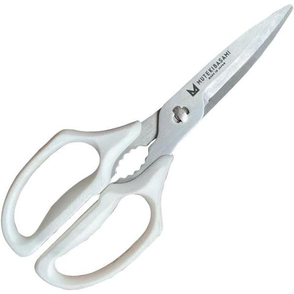 ムテキバサミ グレー 左右兼用【日本製】岐阜県関市 ギザ刃【食洗器対応】キッチンハサミ