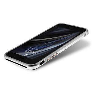 iPhone SE アルミバンパー SE3 第3世代 バンパー アルミ ケース SWORD 高品質 アルミ製 ネジ式 ストラップホール付き（マットチタン x シルバー）艶消｜tmls