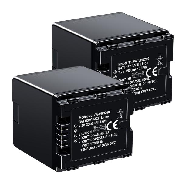 新品 Panasonic VW-VBN260  互換バッテリー 2500mAh 7.2V 対応用 1...
