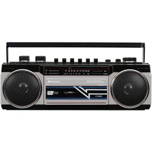 SANSUI シルバー  SCR-B2 (S) カセットテープレコーダー レトロデザイン Bluetooth MP3 ラジカセ サンスイ (08)