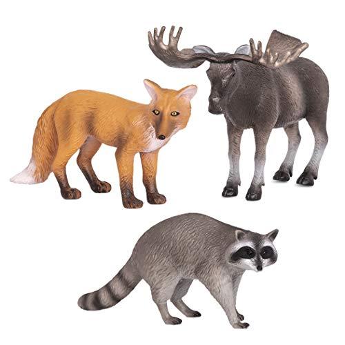 Terra 動物フィギュア キツネ ヘラジカ アライグマのおもちゃ 3体セット 森の動物たち 3歳~...