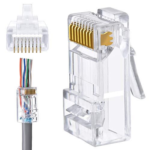 RJ45 Cat6 LANコネクター、スルーホール付き 8P8C(8極8芯) UTP Cat5e C...