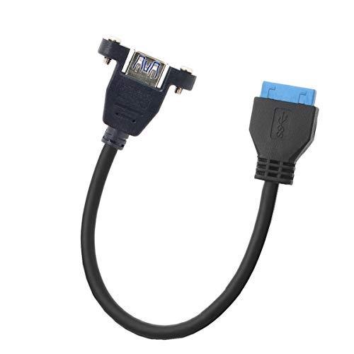 Cablecc USB 3.0 シングルポート A メスねじマウント タイプからダウン角度付きマザー...