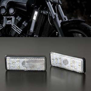 LED サイドリフレクター ホワイト クリアレンズ 2段階発光 左右セット Vmax BMW KTM SP125 EM1 FZ031｜tmst