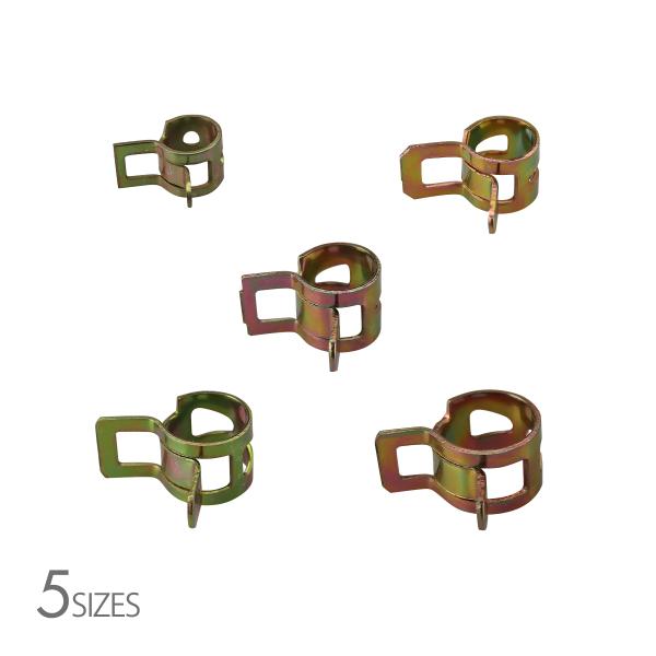 クリップ式 ホースバンド 5種類 75個 セット ホースクリップ バネ式 IZ536