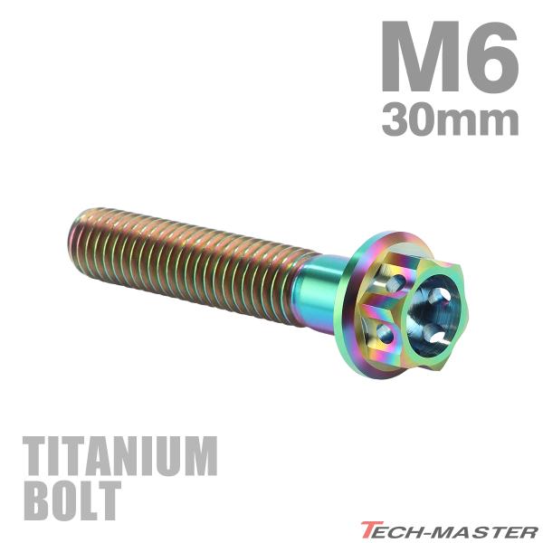 チタンボルト M6×30mm P1.0 ホールヘッド 六角ボルト フランジ付 チタンカラー 1個 J...