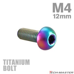 チタンボルト M4×12mm P0.7 トラスヘッド 六角穴付き ボタンボルト 焼きチタンカラー ライトカラー 1個 JA1102｜tmst