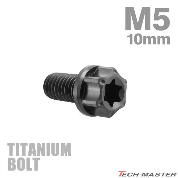 チタンボルト M5×10mm P0.8 ヘキサゴン トルクスヘッド キャップボルト ブラック 1個 ...