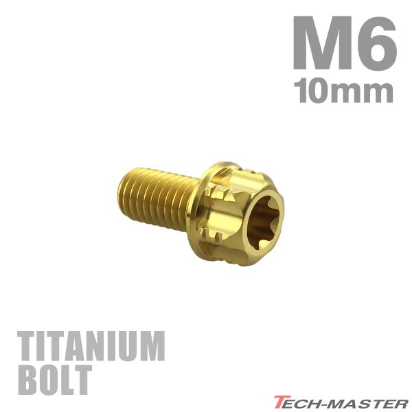 チタンボルト M6×10mm P1.0 フランジ付き六角ボルト T型 トルクス穴付き ヘキサゴン デ...