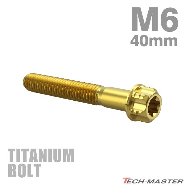 チタンボルト M6×40mm P1.0 ヘキサゴン トルクスヘッド キャップボルト ゴールドカラー ...