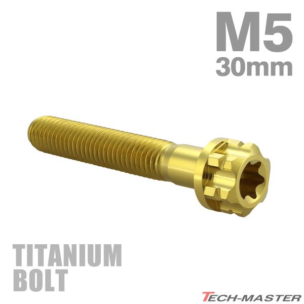 チタンボルト M5×30mm P0.8 フランジ付き六角ボルト T型 トルクス穴付き ヘキサゴン デ...