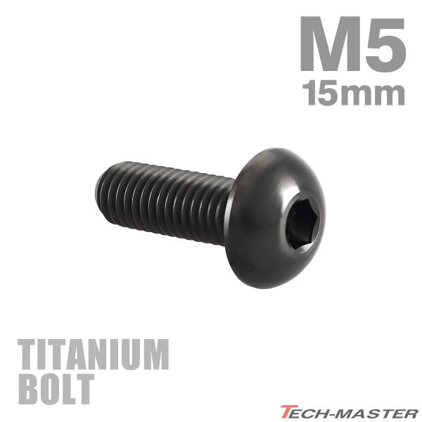 チタンボルト M5×15mm P0.8 トラスヘッド 六角穴付き ブラック 1個 JA1378