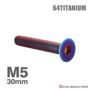 チタンボルト M5×30mm P0.8 皿ボルト 六角穴付き キャップボルト 焼きチタンカラー 1個 JA1525