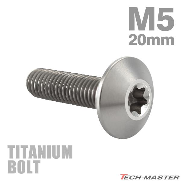 チタンボルト M5×20mm P0.8 テーパーヘッド トルクス穴 ボタンボルト シルバー 1個 J...