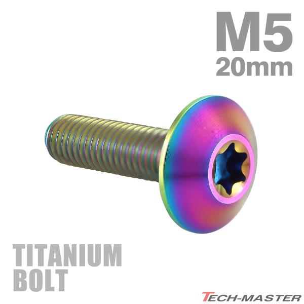 チタンボルト M5×20mm P0.8 テーパーヘッド トルクス穴 ボタンボルト チタンカラー レイ...