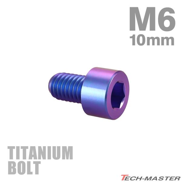 チタンボルト M6×10mm P1.0 ストレートキャップボルト スリムヘッド 六角穴付き パープル...