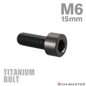 チタンボルト M6×15mm P1.0 キャップボルト スリムヘッド 六角穴付き ブラック 1個 JA1926｜tmst