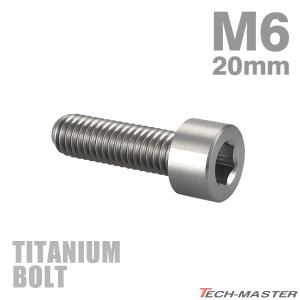 チタンボルト M6×20mm P1.0 ストレートキャップボルト スリムヘッド 六角穴付き シルバーカラー 1個 JA1933