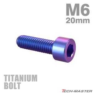 チタンボルト M6×20mm P1.0 キャップボルト スリムヘッド 六角穴付き パープルブルー 1...