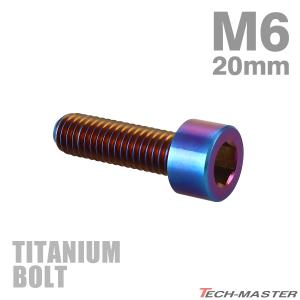 チタンボルト M6×20mm P1.0 ストレートキャップボルト スリムヘッド 六角穴付き 焼きチタンカラー 1個 JA1937