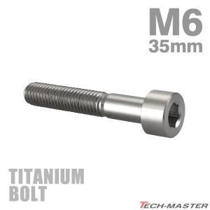 チタンボルト M6×35mm P1.0 ストレートキャップボルト スリムヘッド 六角穴付き シルバーカラー 1個 JA1951