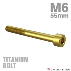 チタンボルト M6×55mm P1.0 キャップボルト スリムヘッド 六角穴付き ゴールド 1個 JA1977｜tmst