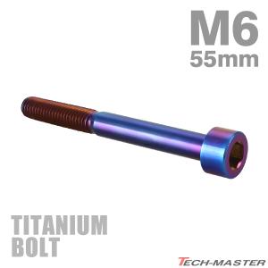 チタンボルト M6×55mm P1.0 キャップボルト スリムヘッド 六角穴付き 焼きチタンカラー 1個 JA1979｜tmst