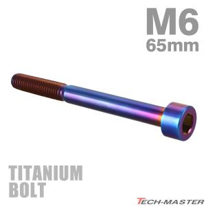 チタンボルト M6×65mm P1.0 キャップボルト スリムヘッド 六角穴付き 焼きチタンカラー 1個 JA1991｜tmst