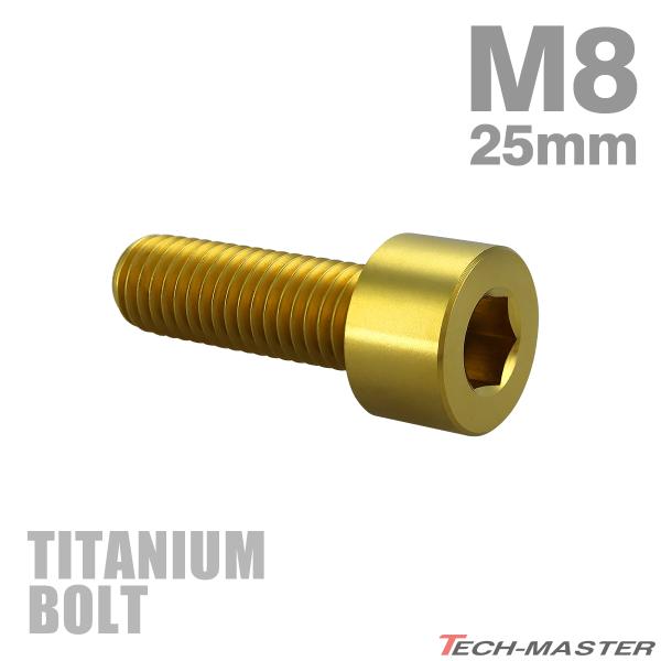 チタンボルト M8×25mm P1.25 ストレートキャップボルト スリムヘッド 六角穴付き ゴール...