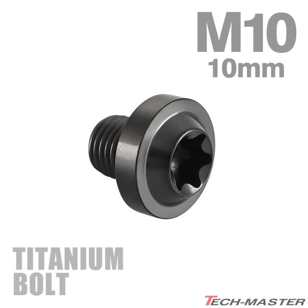 チタンボルト M10×10mm P1.25 トルクス穴 フランジ付き ボタンボルト チタンカラー ブ...