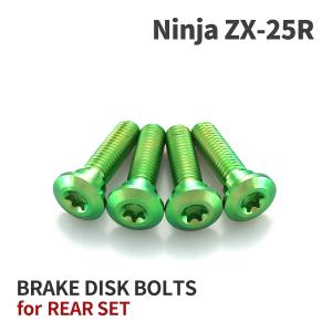 Ninja ZX-25R 64チタン ブレーキディスクローターボルト リア用 4本セット カワサキ車用 グリーン JA22014｜tmst