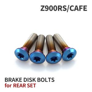 Z900RS/CAFE 64チタン ブレーキディスクローターボルト リア用 4本セット カワサキ車用 焼きチタンカラー JA22017｜tmst