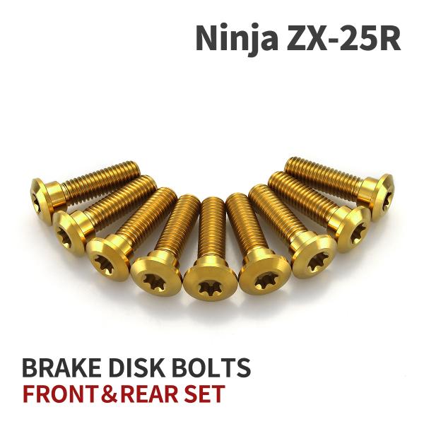 Ninja ZX-25R 64チタン ブレーキディスクローターボルト フロント リア 9本セット カ...