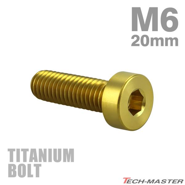 チタンボルト M6×20mm P1.0 ストレートキャップボルト 低頭 スリムヘッド 六角穴付き ゴ...