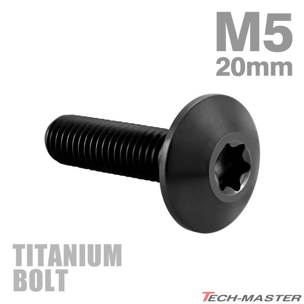 チタンボルト M5×20mm P0.8 テーパーヘッド トルクス穴 ボタンボルト ブラック 1個 J...