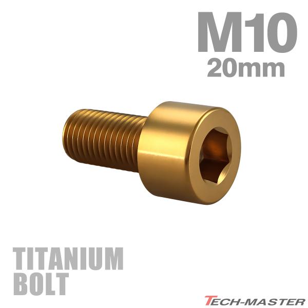 チタンボルト M10×20mm P1.25 ストレートキャップボルト スリムヘッド 六角穴付き ゴー...
