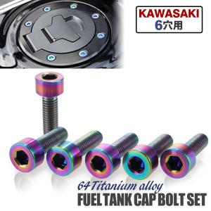 カワサキ タンクキャップ チタンボルト バイク 6穴用 ゴールド 6本