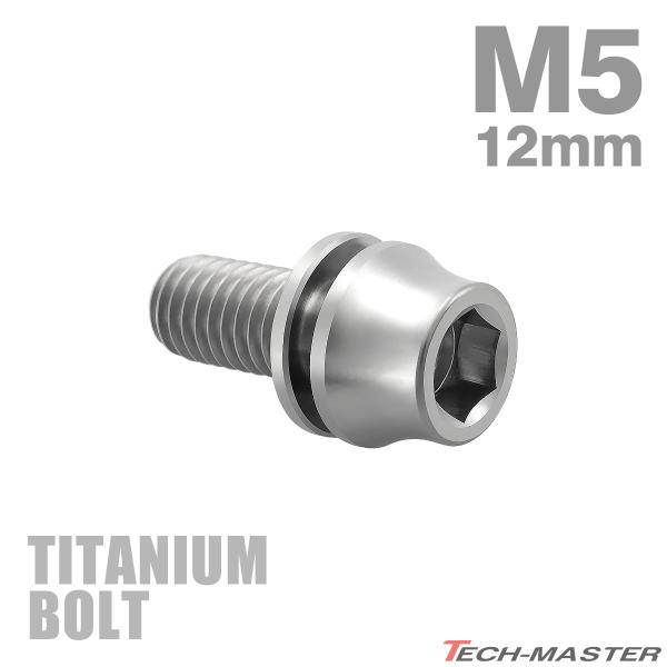 チタンボルト M5×12mm P0.8 ワッシャー組込 キャップボルト 六角穴付き シルバーカラー ...