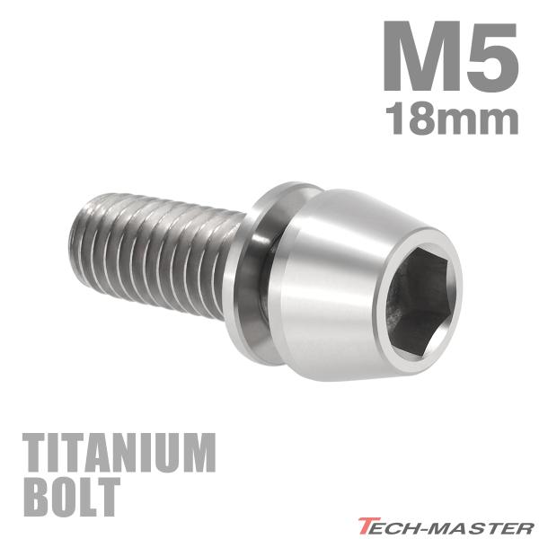 チタンボルト M5×18mm P0.8 ワッシャー組込 ステムボルト 六角穴付き シルバーカラー 1...