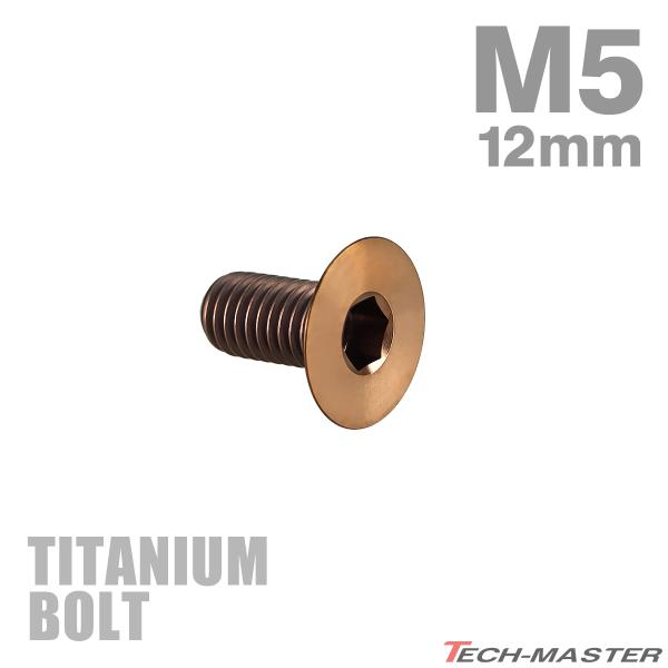 チタンボルト M5×12mm P0.8 皿ボルト 六角穴付き キャップボルト ブロンズカラー 1個 ...