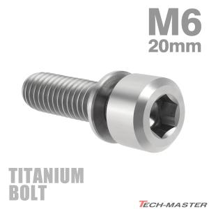 チタンボルト M6×20mm P1.0 ワッシャー組込 六角穴付き キャップボルト シルバーカラー 素地 1個 JA329｜tmst