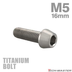 チタンボルト M5×16mm P0.8 テーパーヘッド 六角穴付き キャップボルト シルバーカラー 素地 1個 JA341｜tmst