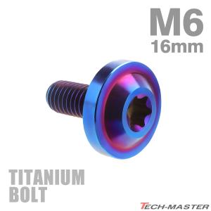 チタンボルト M6×15mm P1.0 トルクス穴 フランジ付き ボタンボルト 焼きチタンカラー 1個 JA658