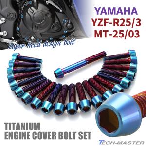 YZF-R25/3 MT-25/03 エンジンカバー クランクケース ボルト 21本セット チタン製 ヤマハ車用 焼きチタンカラー JA7029｜tmst